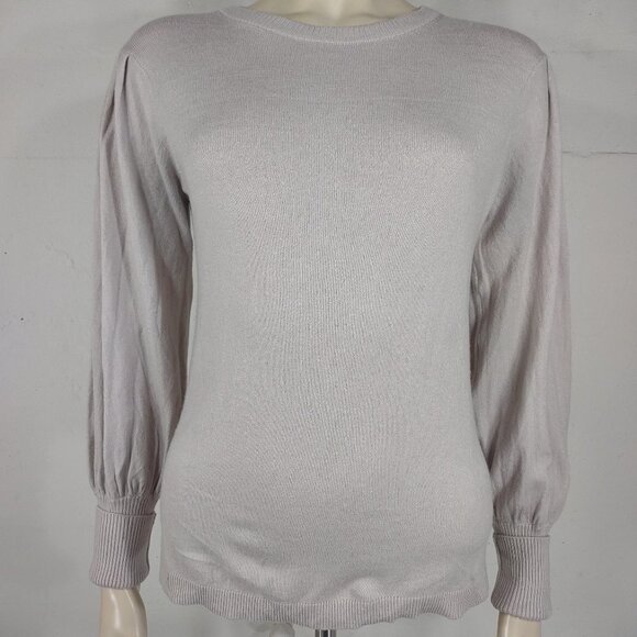 Magaschoni beige tan crew neck lightweight pullover sweater ladies Small - Picture 1 of 6
